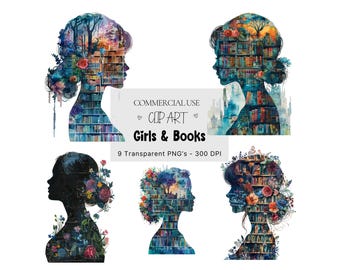 Woman Books PNG, Librarian Book worm, Watercolour Clipart, Woman Reading Books Clipart Books Png, Sublimation Png Books Ephemera PNG Clipart