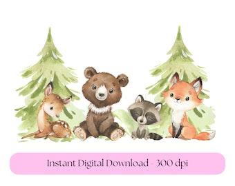Conception PNG d'animaux de la forêt Mignons animaux de la forêt PNG Renard png animaux de la forêt png ours cerf conception d'animaux de la forêt Animaux de la forêt numérique