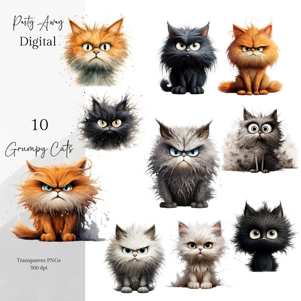 Image clipart chats grincheux clipart de dessin animé chats grincheux Chats mignons PNG clipart drôle de chats, animaux mignons PNG, chats mignons Utilisation commerciale