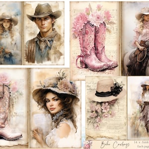 Western Junk Journal Pages: Boho Cowgirl Printable Kit (Digital Download)