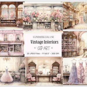 Vintage Shabby Interiors, Vintage Distressed Rooms, Shop backgrounds, Scrapbooking, Rustic Digital Backdrops Vintage Shops, Digital Download