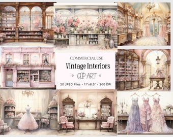Vintage Shabby Interiors, Vintage Distressed Rooms, Shop backgrounds, Scrapbooking, Digital Backdrops Vintage Shops, Digital Download