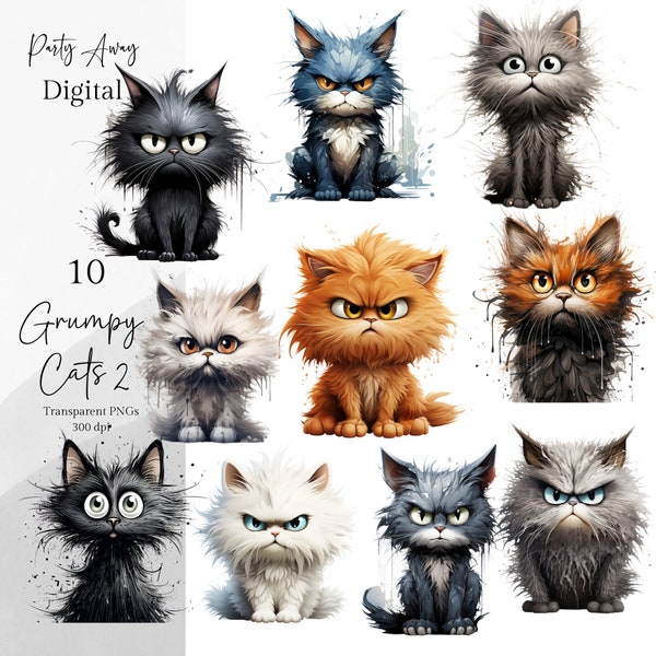 Funny animal watercolour clipart Grumpy Cat PNG Clipart Bundle, Funny Cat Png  T shirt PNG Mug PNG Funny Emu png Wall art png Animal png