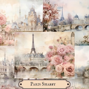 Paris Junk Journal Kit: 16 Jpgs Französische Chateau Collage Papiere Digitaler Download