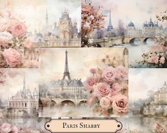 Paris Junk Journal Kit: 16 Jpgs French Chateau Collage Papers Digital Download