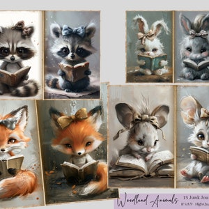 Woodland Animals Junk Journal, Woodland Animals Digital papers , Printable Animals Journal Pages, Cute Animals Junk Journal Animals Ephemera