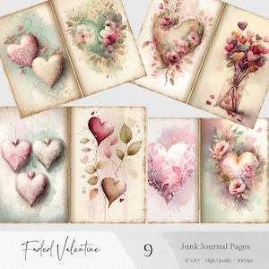 Valentine&#39;s Day Papers Collage Printable Junk Journal, Valentine Junk Journal Kit, Valentine Digital papers Papers Collage sheet, Valentine