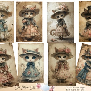 Journal pour chats, Journal victorien pour chats, Pages imprimables de journal pour chats, Papiers numériques pour chats mignons, Journal pour chats mignons, Éphémères chats