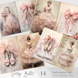 Kit de diário de balé, kit de papel digital de balé, diário de balé digital de bailarina, papéis digitais de balé, itens efêmeros de balé, cortes fussy de balé