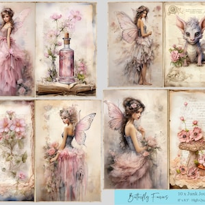 Pages de journal indésirable de fées, pages de journal de conte de fées, papiers de collage de fées, scrapbooking éphémères de fées, journal de fées éphémères, éphémères de fées