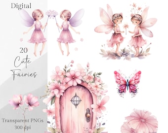 Fairy Clipart, Fairies PNG, Butterfly Clipart, Butterflies PNG, Fairy Garden Clipart Flowers clipart, 25 png, Butterfly Fairies Clipart