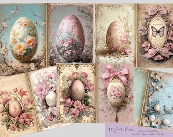 Easter Junk Journal Kit, Vintage Egg Collage Pages (Digital Download)