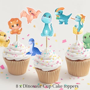 恐竜カップケーキトッパー、恐竜ケーキトッパー、恐竜ベビーシャワー、ワイルドワン恐竜誕生日パーティー、恐竜パーティー用品、恐竜装飾