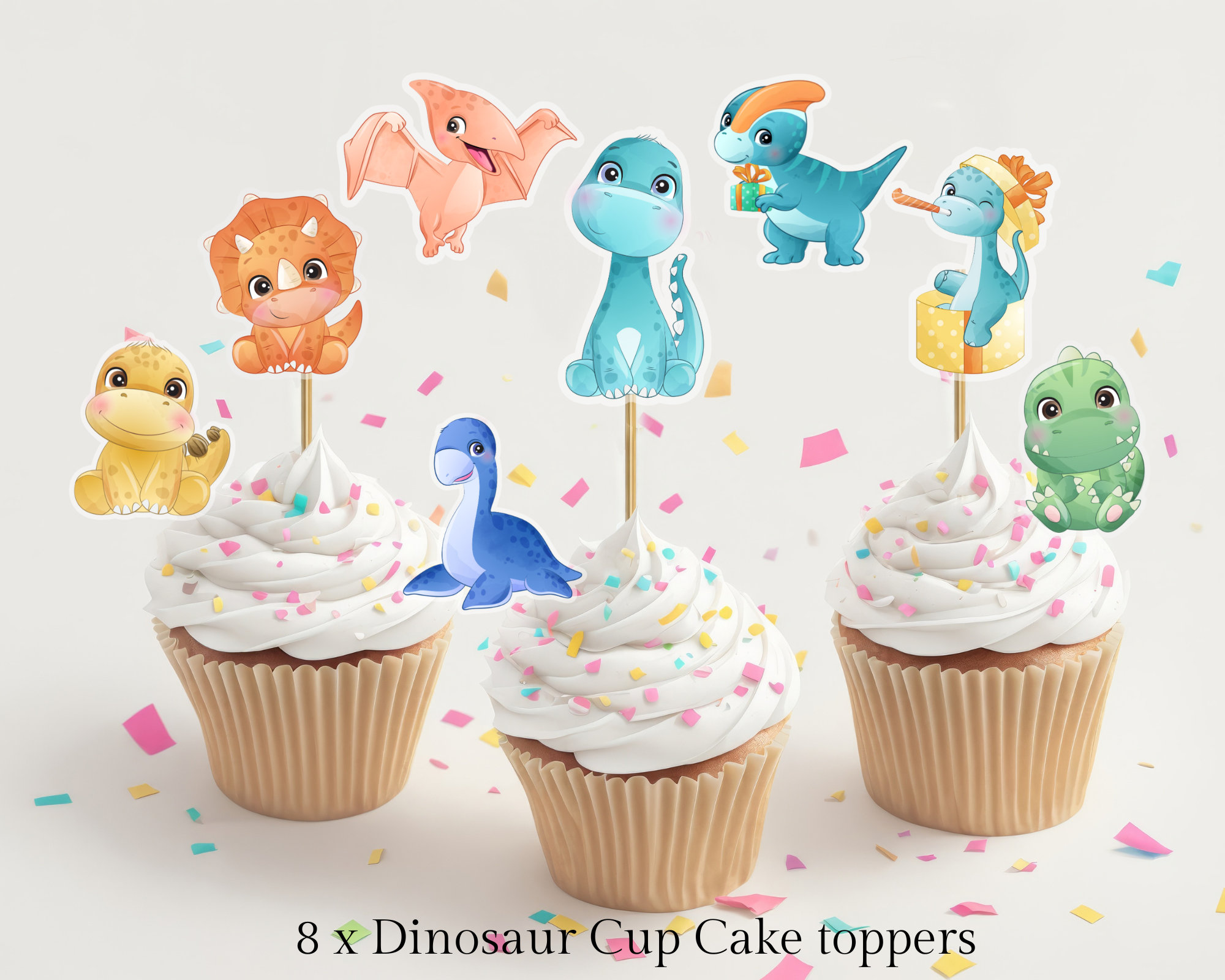 Adornos No Comestibles Para Postres 40 Dinosaurios - Decoración Temática  Baby Shower Y Cumpleaños Adornos Cupcakes, image size:2000x1600