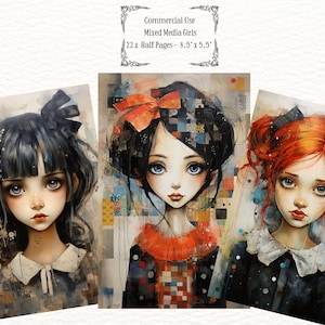 Whimsical Girls Junk Journal Pages: Ephemera Digital Papers (Digital Download)