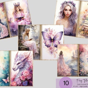 Fairytale Junk Journal Pages: Fairy Collage Ephemera (Digital Download)