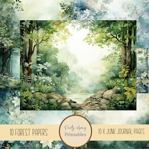 Diário de Contos de Fadas para Imprimir, Páginas de Diário de Contos de Fadas para Imprimir, Papéis de Floresta de Fantasia, Colagem de Imagens em Técnica Mista, Scrapbooking Digital, Objetos Efêmeros