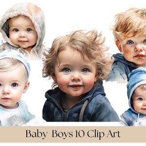 Pacchetto Clipart acquerello Baby Boy Clipart neonato, Clipart Baby Boy, Download digitale, Clipart acquerello, Junk Journal Ephemera Baby boy