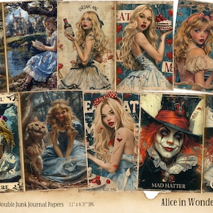 Alice in wonderland junk journal, Alice Digital Papers, Alice Scrapbooking, Alice in Wonderland Ephemera Alice Junk Journal, Alice Ephemera
