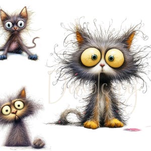 Quirky Cats Clipart 16 High Res Watercolour JPGs for Junk Journaling, Scrapbooking, Card Making, Digital Download Funny Cats Cute Animals
