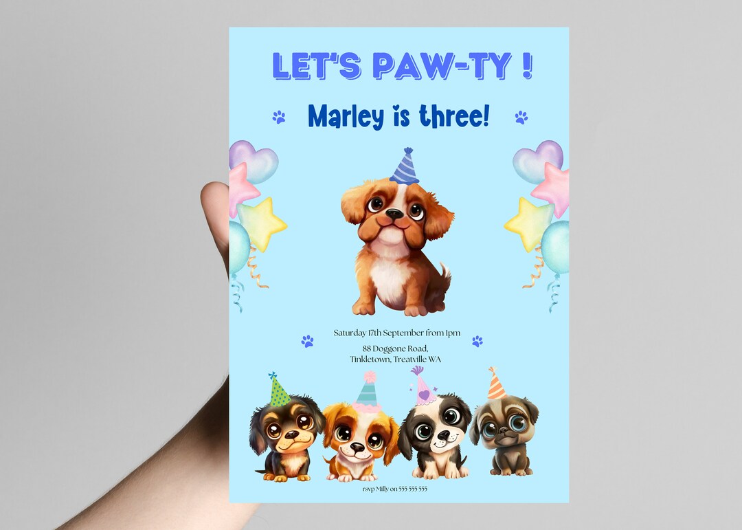 Editable Dog Birthday Party Invitation Puppy Birthday Invite - Etsy