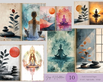 Yoga Junk Journal Pages: Printable Collage Sheet Digital Download