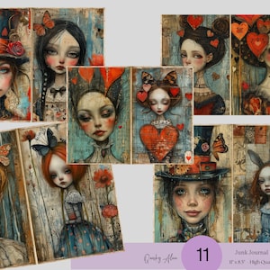 Alice in wonderland junk journal, Alice Digital Papers, Alice Scrapbooking, Alice in Wonderland printable Ephemera, Alice Junk Journal kit
