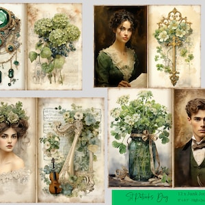 12 x journal indésirable de la Saint-Patrick, pages irlandaises de journal indésirable, éphémères irlandais, papiers de scrapbooking numérique Saint-Patrick, éphémères vintage,