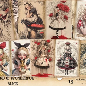 Journal d'Alice au pays des merveilles, papiers numériques Alice, scrapbooking Alice, éphémères imprimables d'Alice au pays des merveilles, kit de journal d'Alice au pays des merveilles