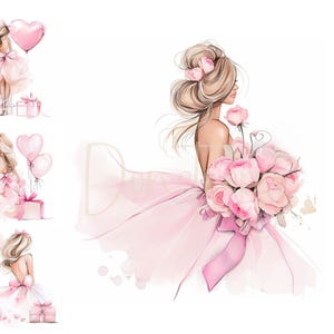 Imágenes prediseñadas de cumpleañera, 12 archivos JPG de acuarela de alta resolución para diario basura, álbumes de recortes, fabricación de tarjetas, imágenes prediseñadas de fiesta de cumpleaños, fantasía caprichosa