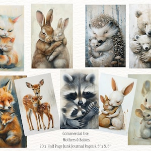 Vintage Woodland Junk Journal Printable Pages, Woodland Animals Junk Journal Kit, Vintage Junk Journal Paper, Forest Digital Collage Sheet
