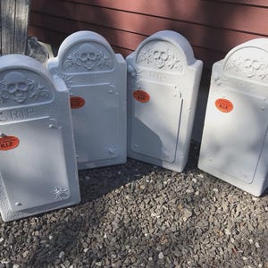 Blow Mold Halloween Gravestones Union Products Don Featherstone 25” LOT OF 4