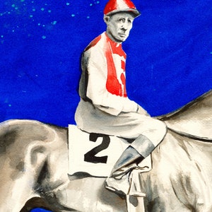 Seabiscuit Modern Horse Watercolor Painting Print image 2