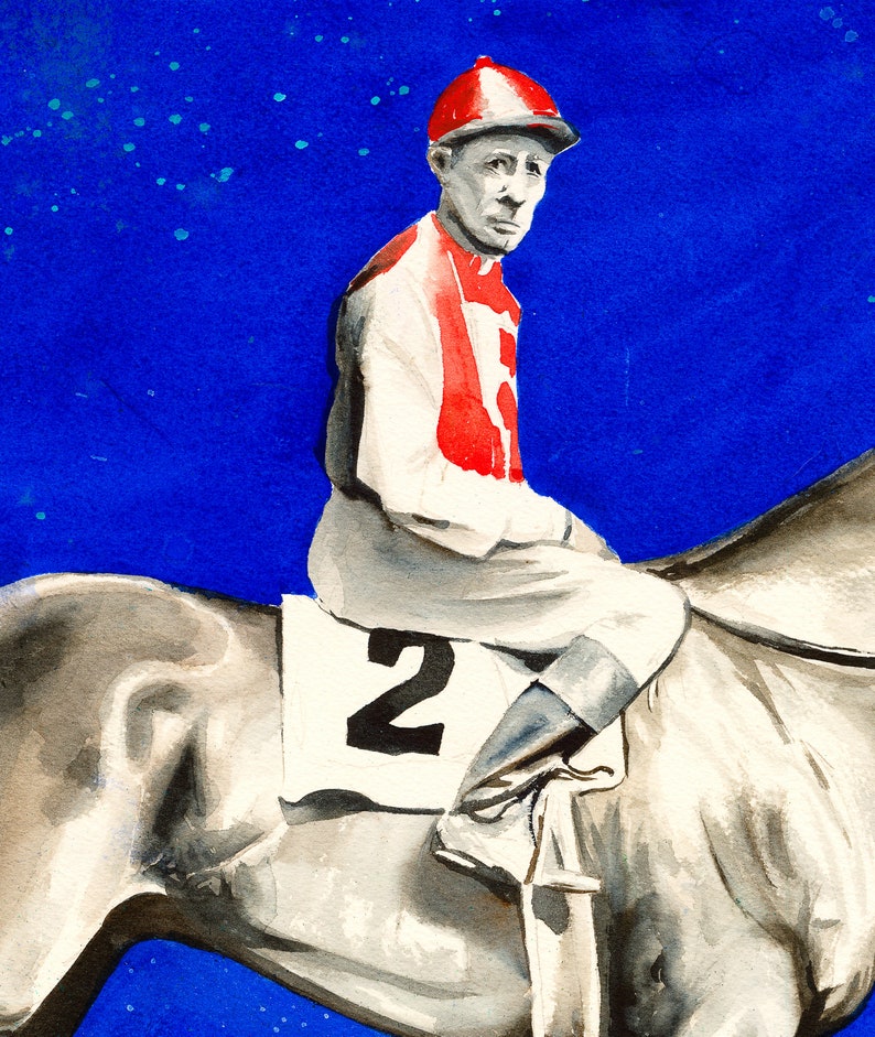 Seabiscuit Modern Horse Watercolor Painting Print image 2