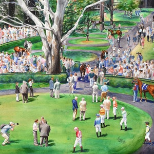 Keeneland Race Track Paddock in Lexington, Kentucky Landscape Watercolor Print