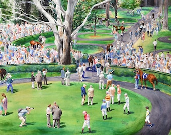 Keeneland Race Track Paddock in Lexington, Kentucky Landscape Watercolor Print