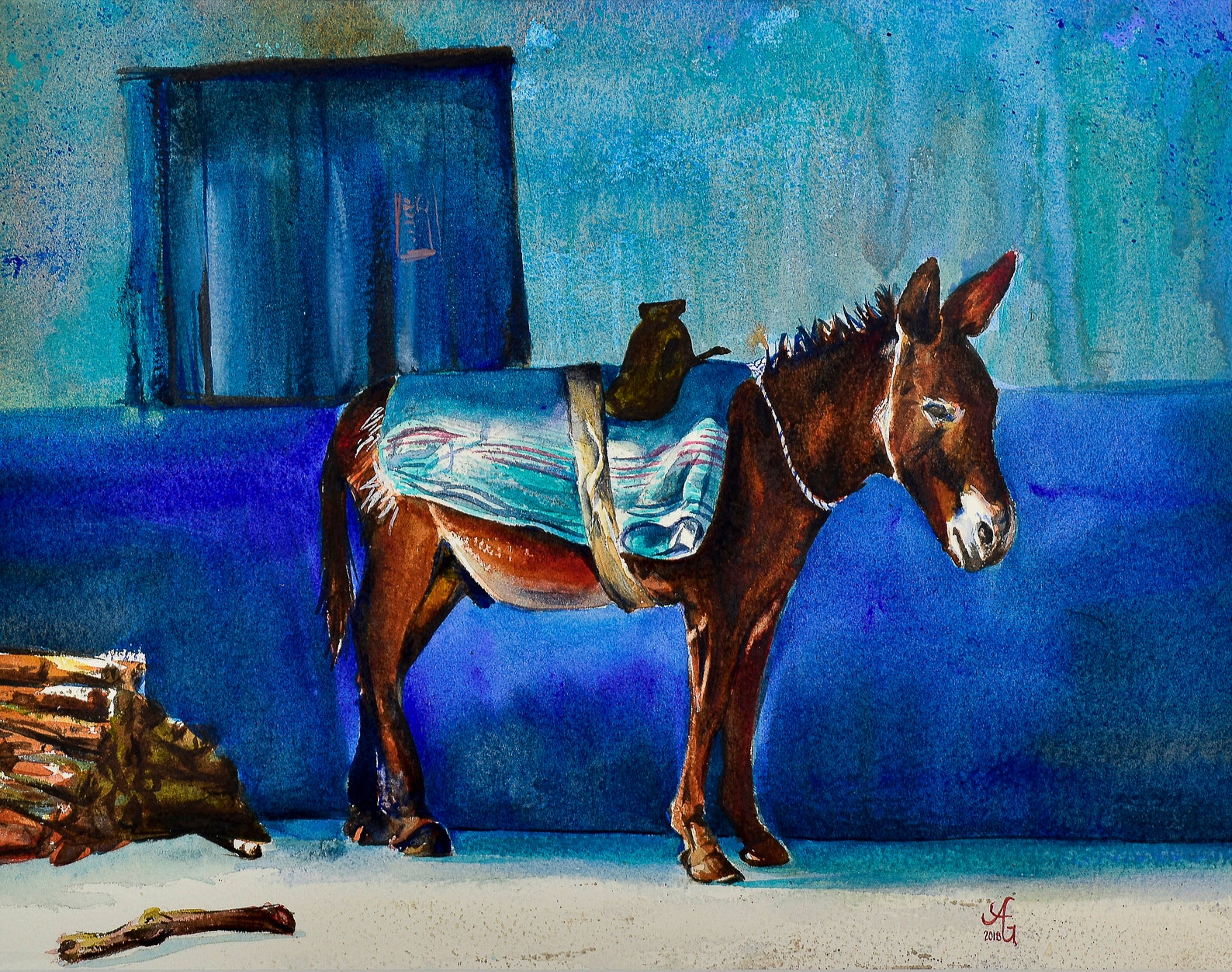 Adorable and Bright Mexican Donkey Watercolor Art Print Etsy