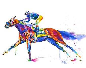 Authentic's Colorful Victory at the Kentucky Derby - art print