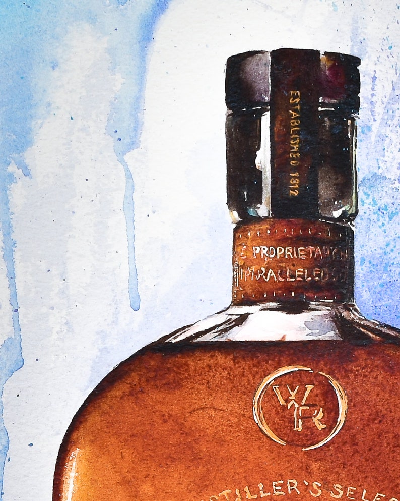 Woodford Reserve bourbon bottle painting print | Etsy