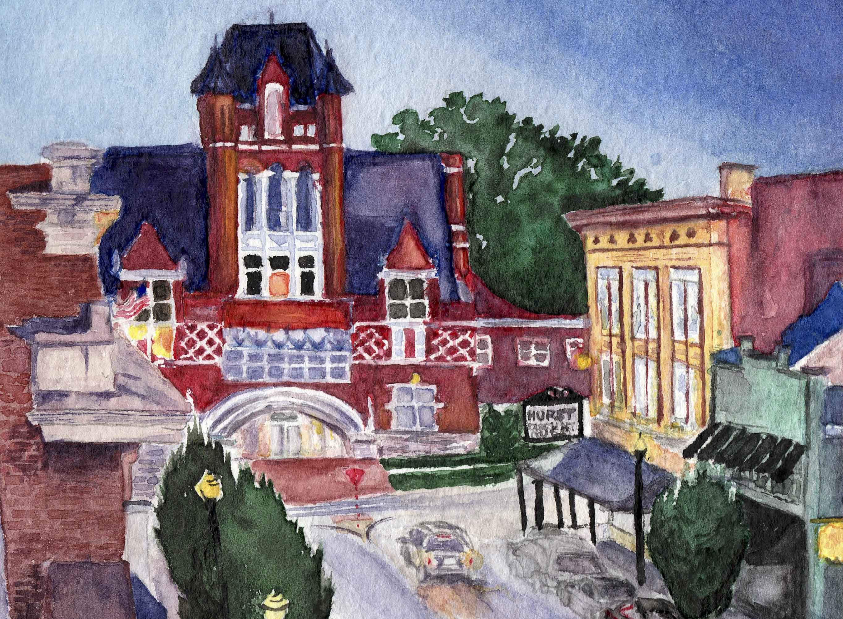 Sunset Over Downtown Bardstown KY Giclee Art Print Etsy