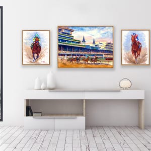 Kentucky Derby Golden Hour Sunset Over Churchill Downs | Horse Racing Watercolor Print | Lexington KY Equestrian Art by Aimee Griffith imagem 16