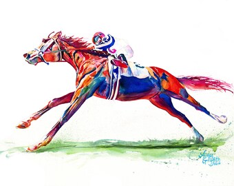 Stretch - Keeneland Race Track horse racing art print and decor