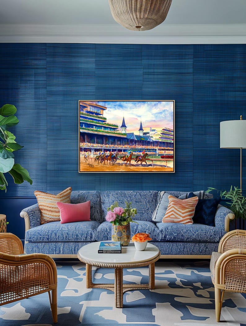 Kentucky Derby Golden Hour Sunset Over Churchill Downs | Horse Racing Watercolor Print | Lexington KY Equestrian Art by Aimee Griffith imagem 7