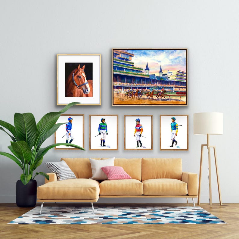Kentucky Derby Golden Hour Sunset Over Churchill Downs | Horse Racing Watercolor Print | Lexington KY Equestrian Art by Aimee Griffith imagem 18