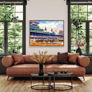 Kentucky Derby Golden Hour Sunset Over Churchill Downs | Horse Racing Watercolor Print | Lexington KY Equestrian Art by Aimee Griffith imagem 9