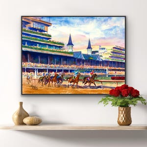 Kentucky Derby Golden Hour Sunset Over Churchill Downs | Horse Racing Watercolor Print | Lexington KY Equestrian Art by Aimee Griffith imagem 10