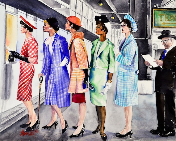 Place Your Bets: Vintage Ladies Horse Racing Art Print, Equestrian Style, Saratoga, Keeneland horse racing fashion