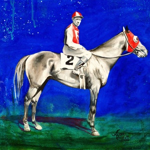 Seabiscuit Modern Horse Watercolor Painting Print image 1