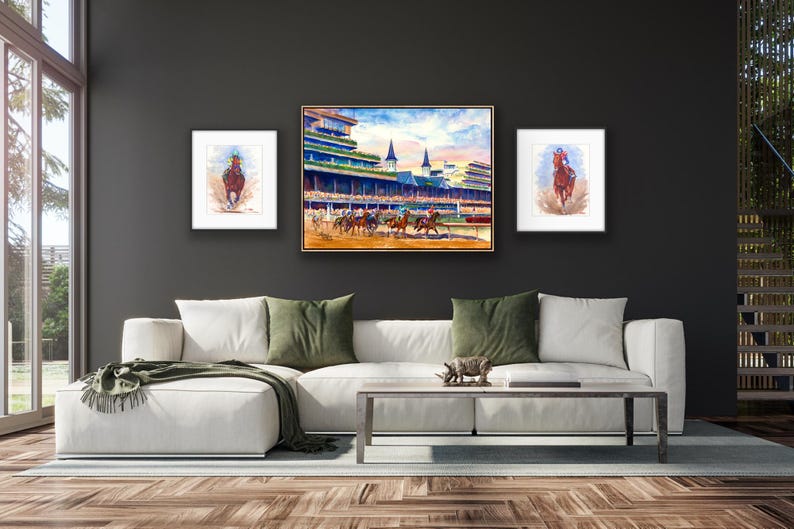 Kentucky Derby Golden Hour Sunset Over Churchill Downs | Horse Racing Watercolor Print | Lexington KY Equestrian Art by Aimee Griffith imagem 17