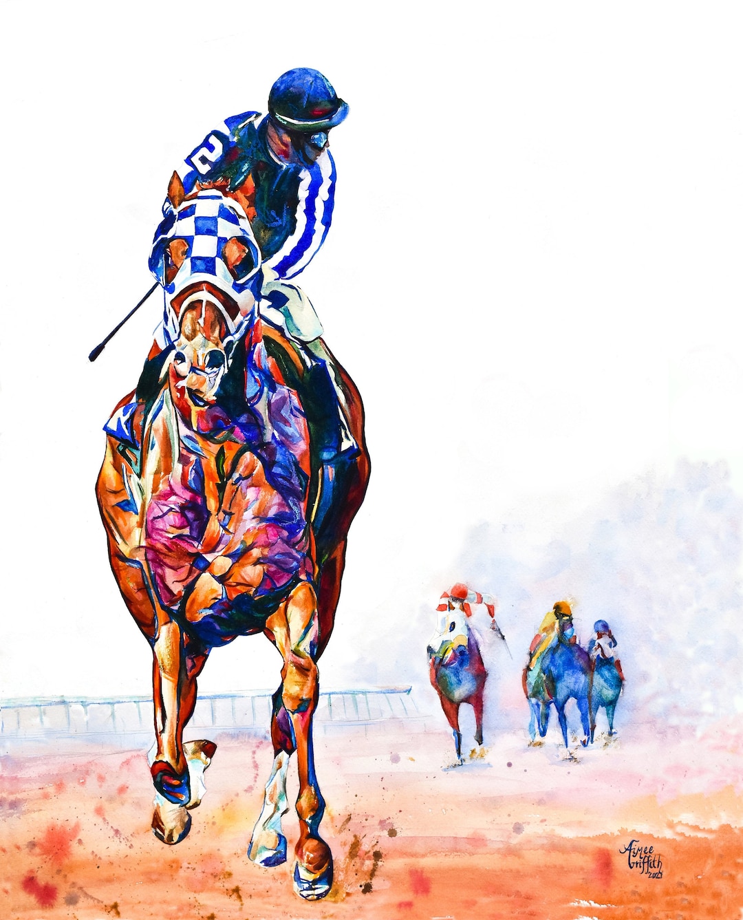 Secretariat Watercolor Print: Triple Crown Victory Horse Racing